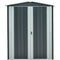 Hanover Hanover 3-Ft. x 5-Ft. x 6-Ft. Galvanized Steel Apex Patio Storage Shed with Handle Lock and 2 Tool Hooks, Dark Gray/White