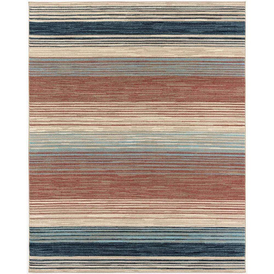 Hanover Hanover 4 Ft. x 6 Ft. Indoor/Outdoor Backless Rug with 5000 Hours of UV Protection - Multi-Color Stripe