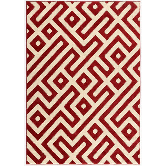 Hanover Hanover - 9 Ft. x 12 Ft. Indoor/Outdoor Backless Rug with 5000 Hours of UV Protection - Greek Key Red