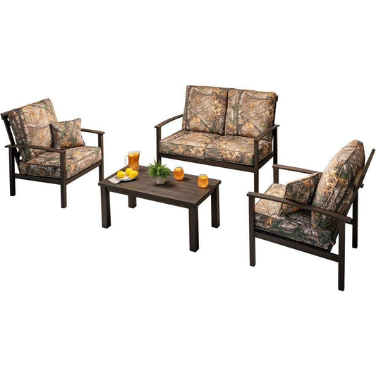 Hanover Hanover Cedar Ranch 4 pc Set: 2 Camo Chairs, Loveseat, and Coffee Table