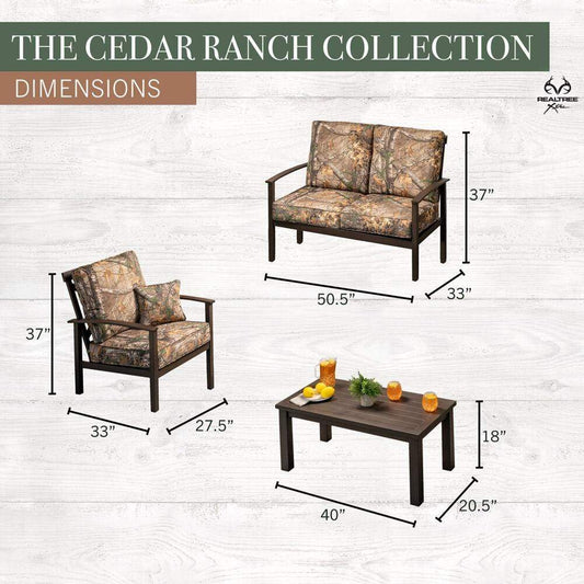 Hanover Hanover Cedar Ranch 4 pc Set: 2 Camo Chairs, Loveseat, and Coffee Table