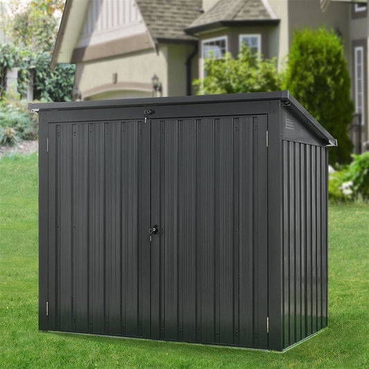 Hanover Hanover Galvanized Steel Trash and Recyclables Storage Shed with 2-Point Locking System, Dark Gray