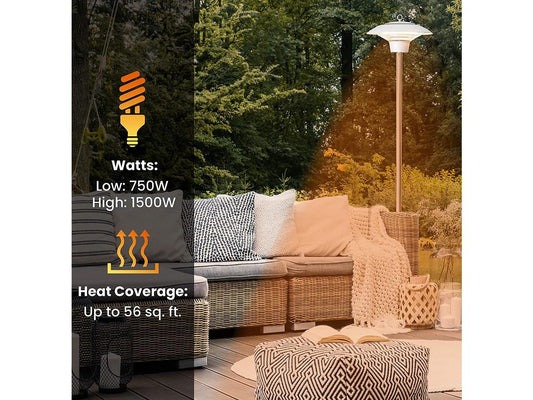Hanover Hanover HAN1023HA-SLV 1500-Watt Infrared Stand Electric Patio Heater in Silver