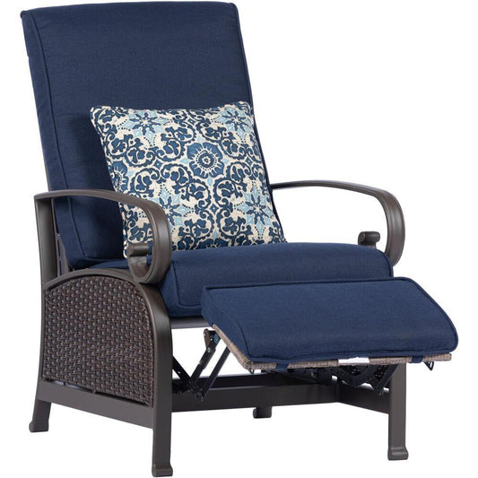 Hanover Hanover Madrid Wicker Adjustable Recliner in Navy Blue