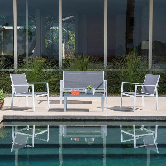 Hanover Hanover Naples 4-Piece Conversation Set in Gray