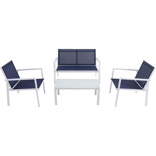 Hanover Hanover Naples 4-Piece Conversation Set in Navy Blue