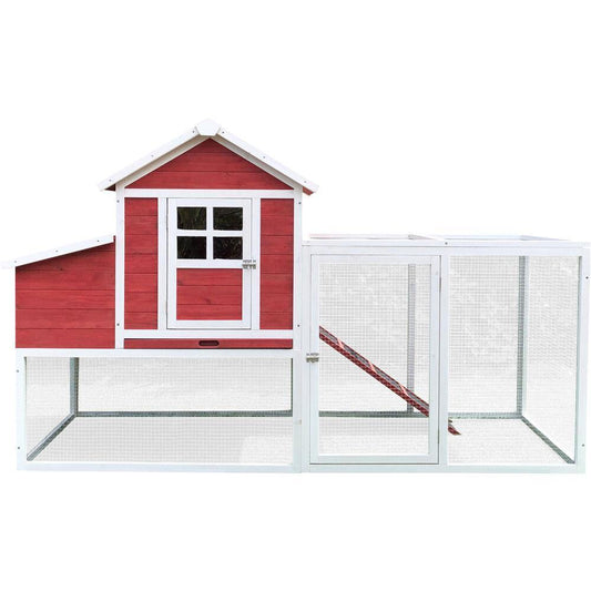 Hanover Hanover Outdoor Elevated Wooden Chicken Coop with Ramp, Nesting Box, Wire Mesh Run, Waterproof Roof, 3.9 Ft. x 6.5 Ft. x 2.6 Ft.