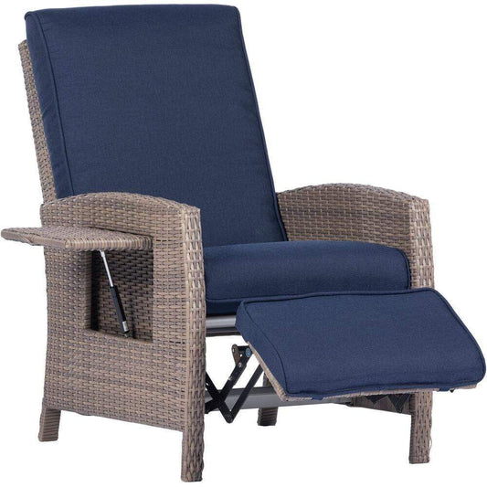 Hanover Hanover Portland Outdoor Recliner with Pop-Out Shelf in Navy Blue