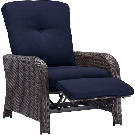 Hanover Lounge Chairs Hanover Strathmere Steel Frame Luxury Recliner in Navy Blue | STRATHRECNVY