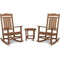 Hanover Outdoor Chairs Hanover Pineapple Cay All-Weather Porch Rocking Chair Set with 2 Rockers and an 19" x 15" Side Table Side Table in Teak