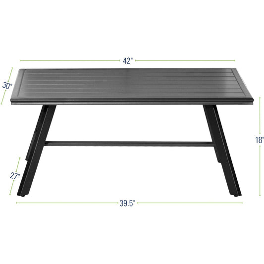 Hanover Outdoor Coffee Table Hanover - Commercial Aluminum Coffee Table - Gunmetal - CMCOFTBL-GM