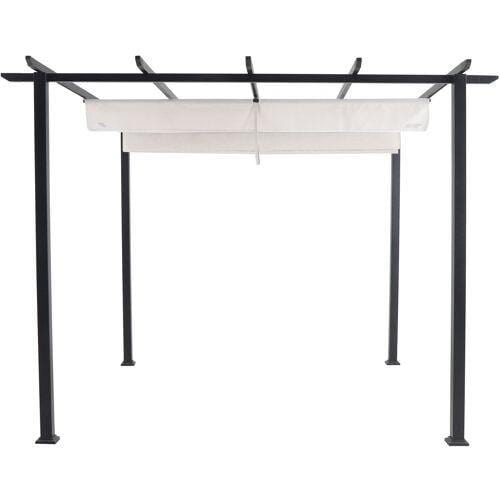 Hanover Outdoor Decor Reed 9.8' D x 9.8' W x 7.6' H Pergola with Adjustable Gray Sling Canopy