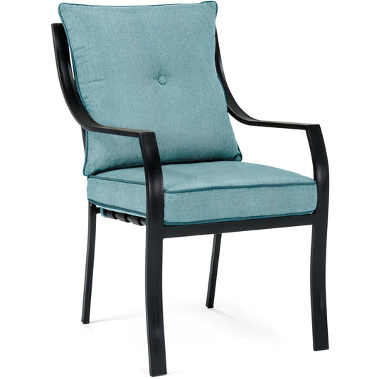 Hanover Outdoor Dining Set Hanover - 7 Piece Dining Set | 6 Stationary Chairs | 1 Dining Table | Gray/Ocean Blue | LAVDN7PC-BLU