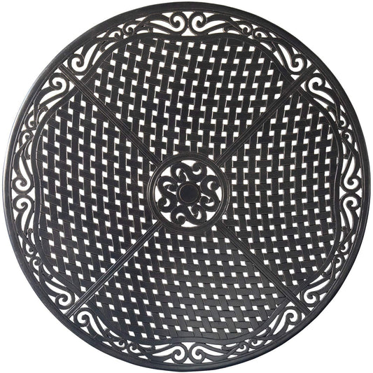 Hanover Outdoor Dining Set Hanover Brigantine 5 Piece Outdoor Dining Set with 4 Contoured-Sling Swivel Rockers and a 50-In. Round Cast-Top Table - Tan/Bronze - BRIGDN5PCSWRD