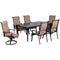 Hanover Outdoor Dining Set Hanover Brigantine 7 Piece Dining Set with a 40" x 70" Cast-Top Dining Table, 2 Sling Swivel Rockers, and 4 Sling Dining Chairs - Cast/Tan - BRIGDN7PCSW-2