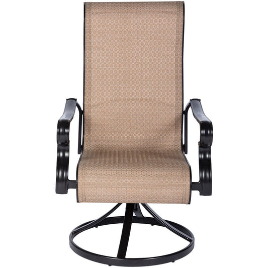 Hanover Outdoor Dining Set Hanover Brigantine 7-Piece Dining Set with a 40" x 70" Cast-Top Dining Table and 6 Sling Swivel Rockers - BRIGDN7PCSW-6