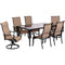 Hanover Outdoor Dining Set Hanover Brigantine 7 Piece Dining Set with a 40" x 70" Glass-Top Dining Table, 2 Sling Swivel Rockers, and 4 Sling Dining Chairs - Cast/Tan - BRIGDN7PCSWG-2