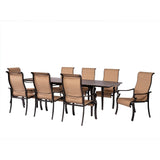 Hanover Outdoor Dining Set Hanover - Brigantine 9-Piece Dining Set with an Expandable Cast-Top Dining Table | 8 Sling Dining Chairs - BRIGDN9PC-EX