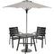 Hanover Outdoor Dining Set Hanover - Cortino 3piece Dining Set | 2 Slat Dining Chairs | 30" Square Slat Table | umbrella & Base | CORTDN3PCS-SU