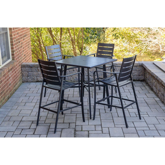 Hanover Outdoor Dining Set Hanover - Cortino 5 piece Counter Height Dining | 4 Slat Counter Height Chrs | 42" Slat Table | CORTDN5PCSBR
