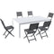 Hanover Outdoor Dining Set Hanover Del Mar 7 Piece Outdoor Dining Set with 6 Folding Sling Chairs in Gray and a White 40" x 118" Expandable Dining Table | DELDN7PCFD-WG