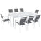 Hanover Outdoor Dining Set Hanover Del Mar 9-Piece Outdoor Dining Set with 8 Sling Chairs in Gray/White and a 40" x 118" Expandable Dining Table - DELDN9PC-WW