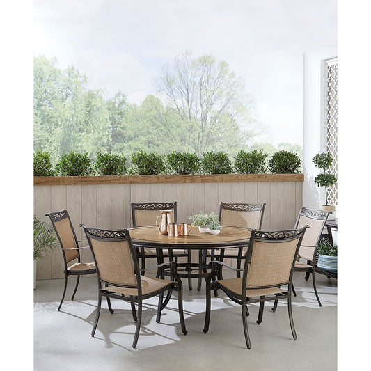 Hanover Outdoor Dining Set Hanover Fontana 7-Piece Outdoor Dining Set with 6 Sling Chairs and a 60-in. Tile-Top Table | FNTDN7PCRDTN