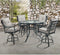 Hanover Outdoor Dining Set Hanover - Lavallette 5-Piece Counter-Height Dining Set in Silver Linings with 4 Swivel Chairs and a 52-In. Round Glass-Top Table LAVDN5PCBR-SLV