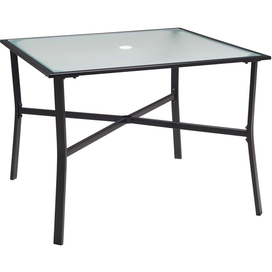 Hanover Outdoor Dining Set Hanover Lavallette 5-Piece Dining Set in Silver Linings with 4 Swivel Rockers and a 42-In. Square Glass-Top Table - LAVDN5PCSW-SLV