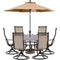 Hanover Outdoor Dining Set Hanover - Manor7pc: 6 Sling Swivel Rockers, 60" Round Cast Table, Umbrella, Base MANDN7PCSWRD6-SU