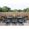 Hanover Outdoor Dining Set Hanover MCLRDN9PCSW8-BLU Montclair 9-Piece Dining Set with 8 Swivel Rockers and Table