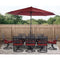 Hanover Outdoor Dining Set Hanover MCLRDN9PCSW8-SU-C Montclair 9-Piece Dining Set with 8 Swivel Rockers, 11-Feet Umbrella and Umbrella Stand - Chili Red and Brown