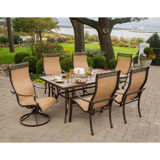 Hanover Outdoor Dining Set Hanover - Monaco 7 Pc. Dining Set - Two Swivel Chairs, Four Dining Chairs, and a 40 x 68 in. Table | MONACO7PCSW