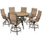 Hanover Outdoor Dining Set Hanover Monaco 7-Piece High-Dining Set in Tan with 6 Padded Counter-Height Swivel Chairs and a 56-In. Tile-Top Table
