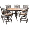 Hanover Outdoor Dining Set Hanover Monaco 7-Piece High-Dining Set in Tan with a 56 In. Tile-top Table and 6 Swivel Chairs - MONDN7PCBR-C