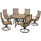 Hanover Outdoor Dining Set Hanover Monaco 7-Piece Outdoor Dining Set with 6 Sling Swivel Rockers and a 60-in. Tile-Top Table