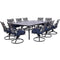 Hanover Outdoor Dining Set Hanover - Montclair 11-Piece Dining Set with 10 Swivel Rockers and Table - Navy and Brown | MCLRDN11PCSW10-NVY