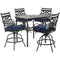 Hanover Outdoor Dining Set Hanover Montclair 5-Piece High-Dining Patio Set in Navy Blue with 4 Swivel Chairs and a 33-In. Counter-Height Dining Table