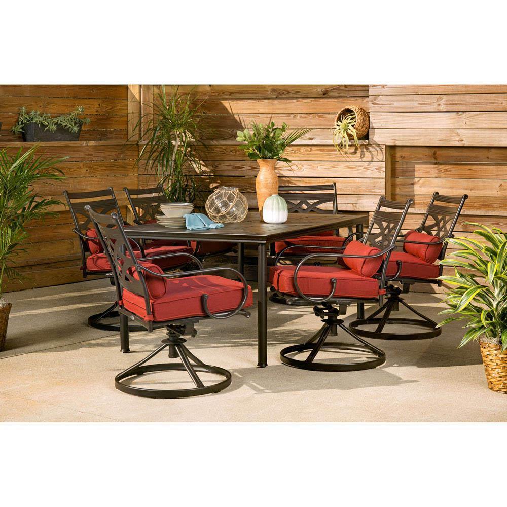 Hanover Montclair 7-Piece Aluminium Frame Dining Set in Chili