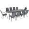 Hanover Outdoor Dining Set Hanover - Naples 11-Piece Outdoor Dining Set with 10 Padded Sling Chairs in Gray and a 40" x 118" Expandable Dining Table