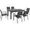 Hanover Outdoor Dining Set Hanover Naples 7-Piece Outdoor Dining Set with 6 Sling Chairs in Gray and a 63" x 35" Dining Table
