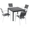 Hanover Outdoor Dining Set Hanover - Naples5pc: 4 Aluminum Sling Back Chairs, 38" Sq Slat Top Table