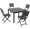 Hanover Outdoor Dining Set Hanover - Naples5pc: 4 Aluminum Sling Folding Chairs, 38" Sq Slat Top Table