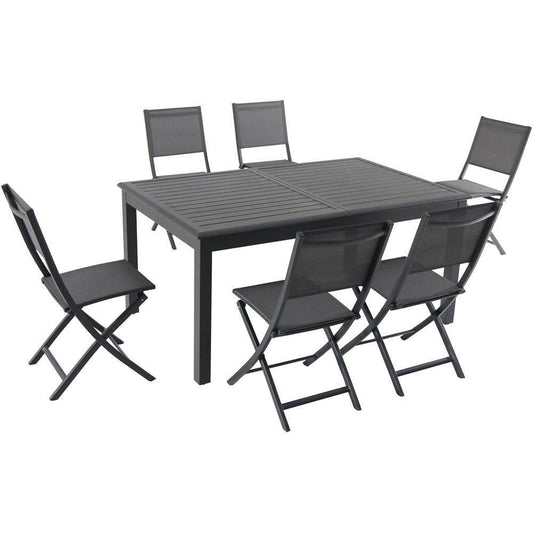 Hanover Outdoor Dining Set Hanover - Naples7pc: 6 Aluminum Folding Sling Chairs, Aluminum Extension Table