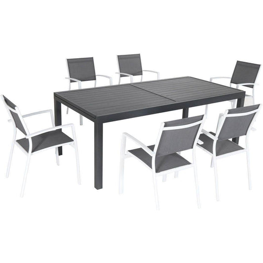 Hanover Outdoor Dining Set Hanover - Naples7pc: 6 Aluminum Sling Chairs, Aluminum Extension Table