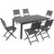 Hanover Outdoor Dining Set Hanover - Naples7pc: 6 Aluminum Sling Folding Chairs, 63x35" Aluminum Slat Table