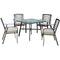 Hanover Outdoor Dining Set Hanover - Pemberton 5-Piece Commercial-Grade Patio Set with 4 Cushioned Dining Chairs and a 38" Square Glass-Top Table