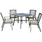 Hanover Outdoor Dining Set Hanover - Pemberton 5-Piece Commercial-Grade Patio Set with 4 Cushioned Dining Chairs and a 38" Square Slat-Top Table, PEMDN5PCS-ASH