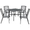 Hanover Outdoor Dining Set Hanover - Pemberton 5pc: 4 Alum Dining Chairs and 1 38" Sq Slat Table