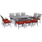 Hanover Outdoor Dining Set Hanover - Traditions 11-Piece Dining Set in Red with Ten Stationary Dining Chairs and an Extra-Long Dining Table - TRADDN11PC-RED